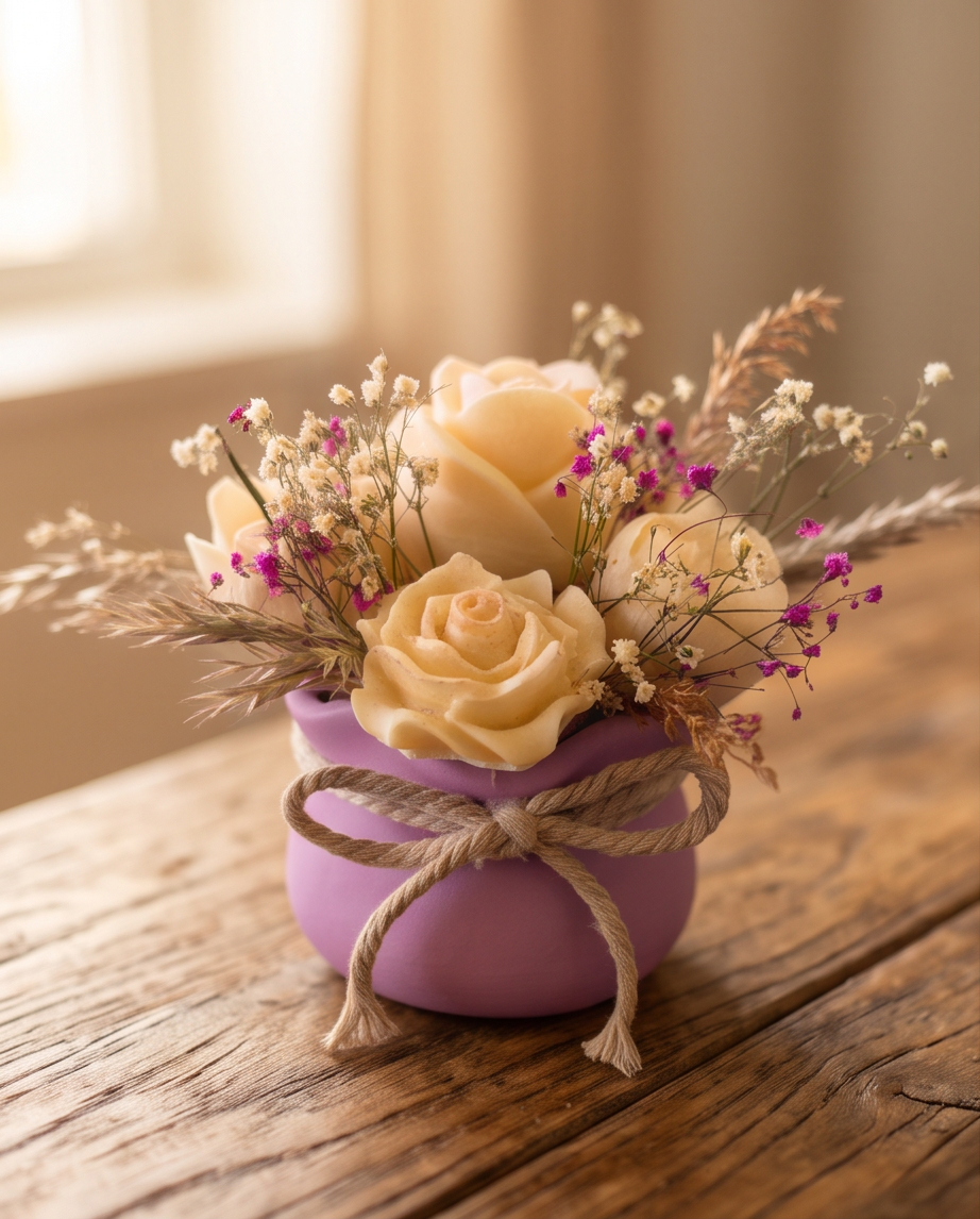 Handmade - Blumen-Bouquet aus Seifen | handgesiedet | Weißtöne
