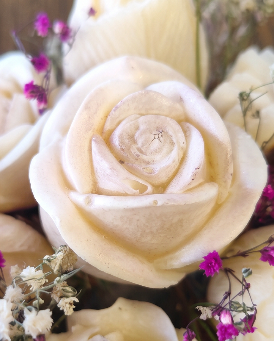 Handmade - Blumen-Bouquet aus Seifen | handgesiedet | Weißtöne