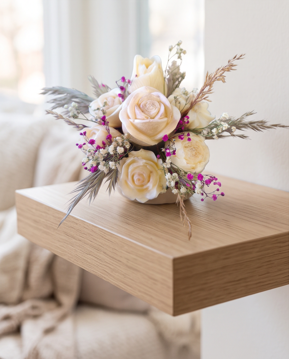 Handmade - Blumen-Bouquet aus Seifen | handgesiedet | Weißtöne