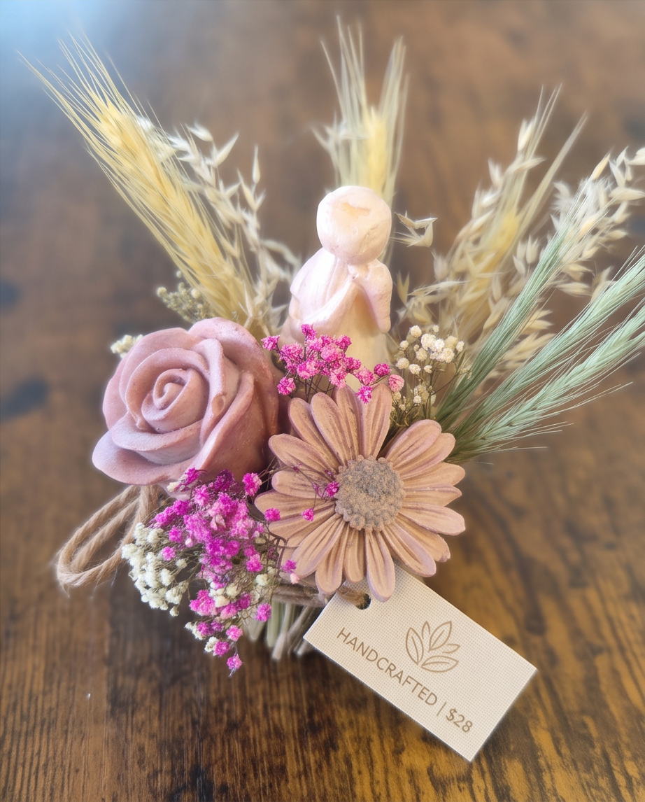 Handmade - Blumen-Bouquet aus Seifen | handgesiedet | Rosatöne