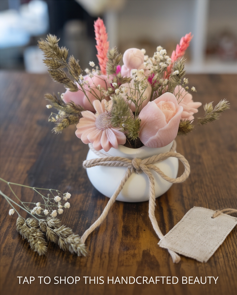 Handmade - Blumen-Bouquet aus Seifen | handgesiedet | Rosatöne