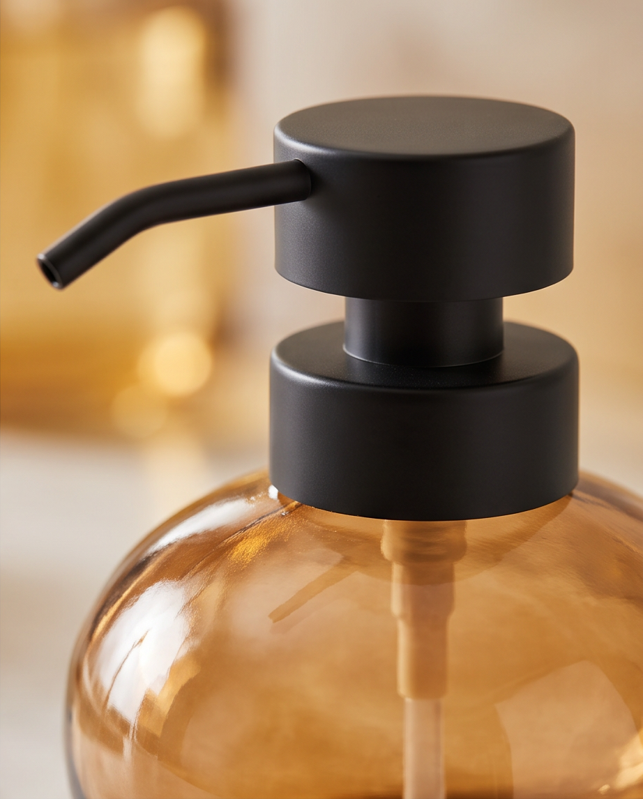 Seifenspender | für Bad oder Küche, Farbe Orange aus Glas