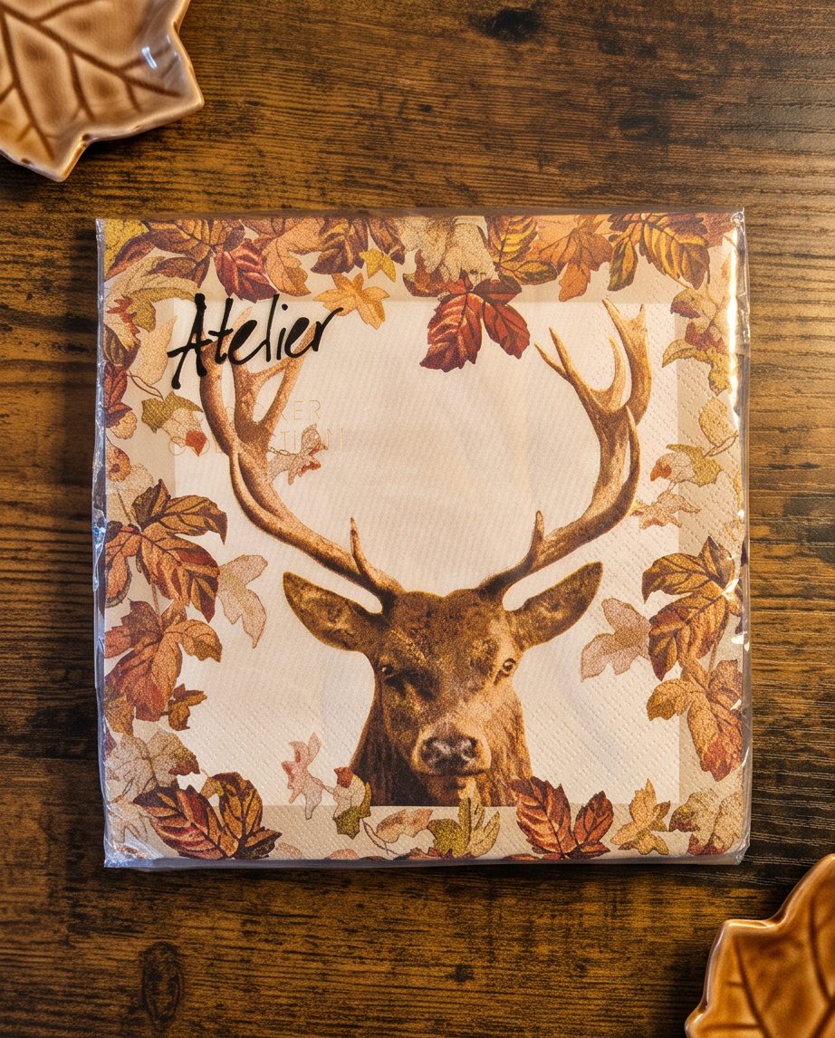 Motiv-Papierservietten "Herbstwald & Hirsch" - 20er Pack