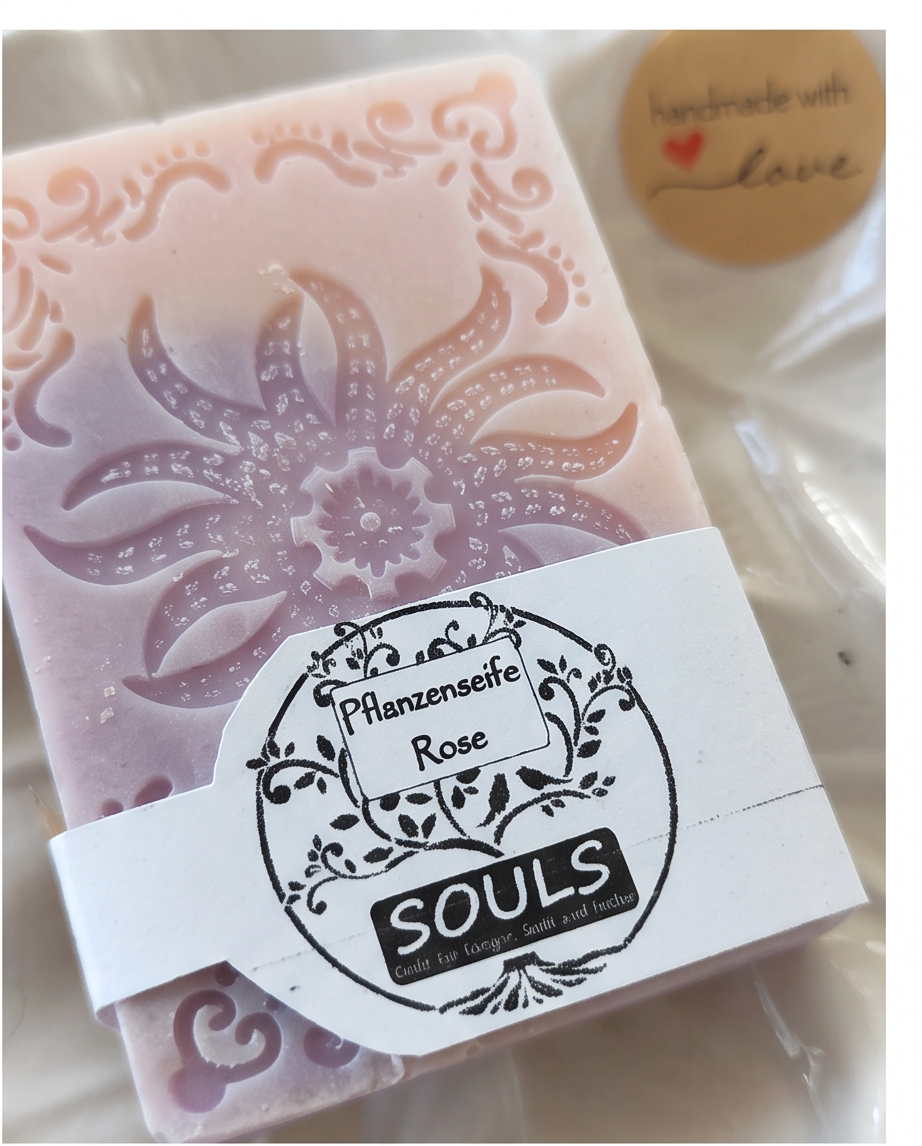 Handmade Geschenk-Set – Seifenschale Ahorn & Naturseife Kokos-Rose