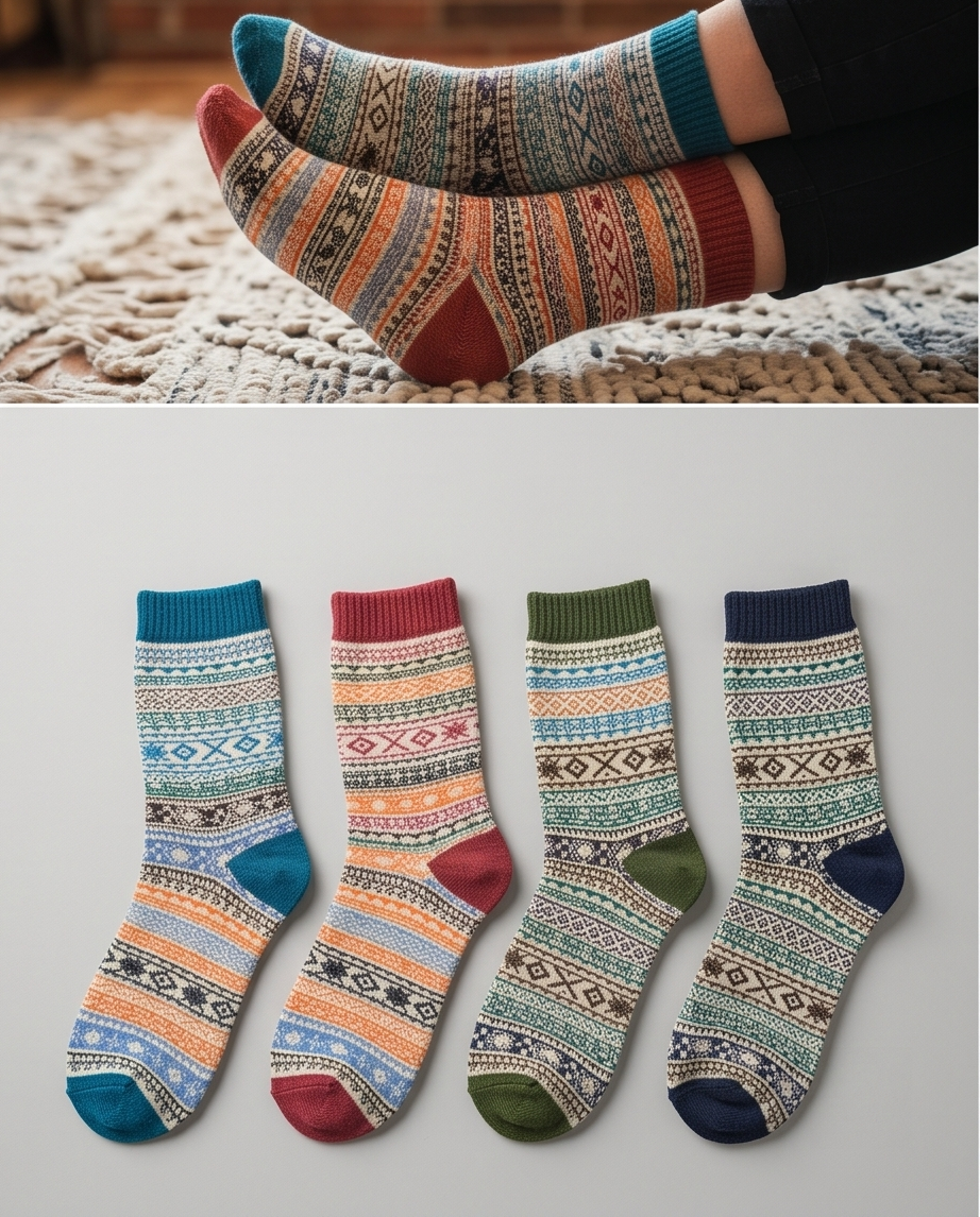 Retro Socken für Damen | Kuschelsocken Vintage-Look