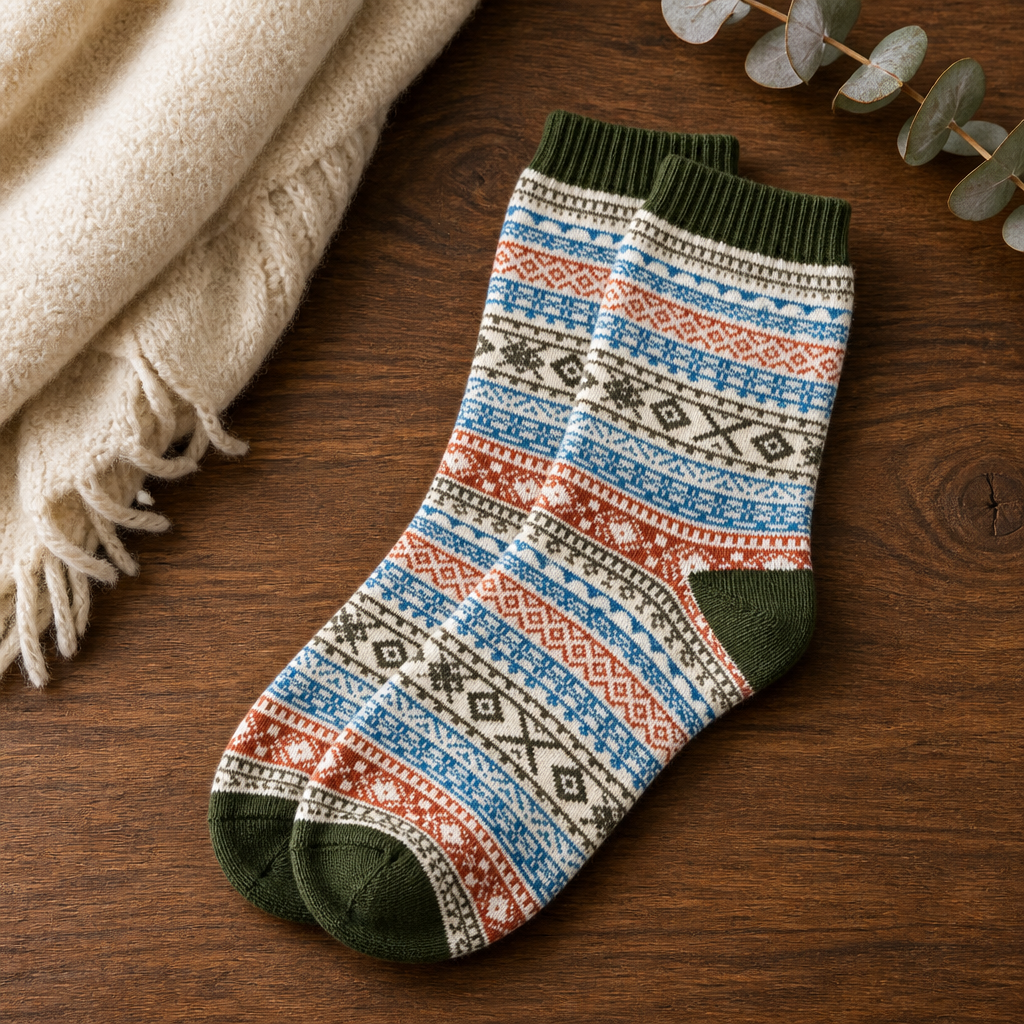 Retro Socken für Damen | Kuschelsocken Vintage-Look