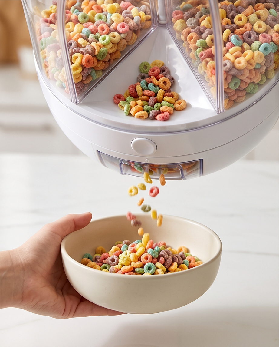 Lebensmittelspender rotierend (drehbar) für Getreide, Hülsenfrüchte oder Müsli