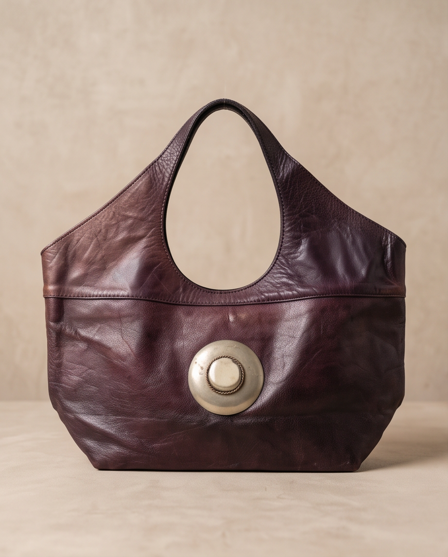 2nd Hand | Vintage Echtleder-Tasche Hobo-Bag „Boho-Chic“ - Dunkelbraun