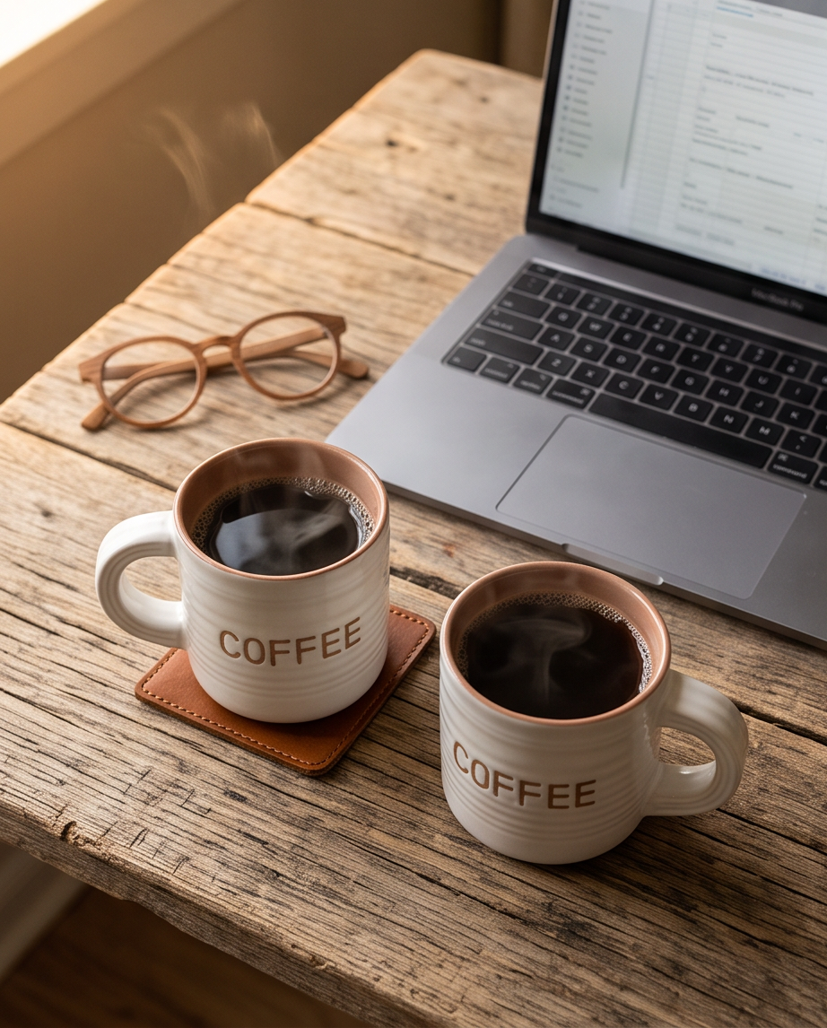 2er Set - Tassen aus Porzellan für Kaffee