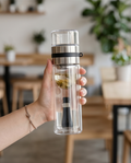 Glas Teeflasche | Aufguss-Flasche | Teekanne mit Sieb und Aromakammer