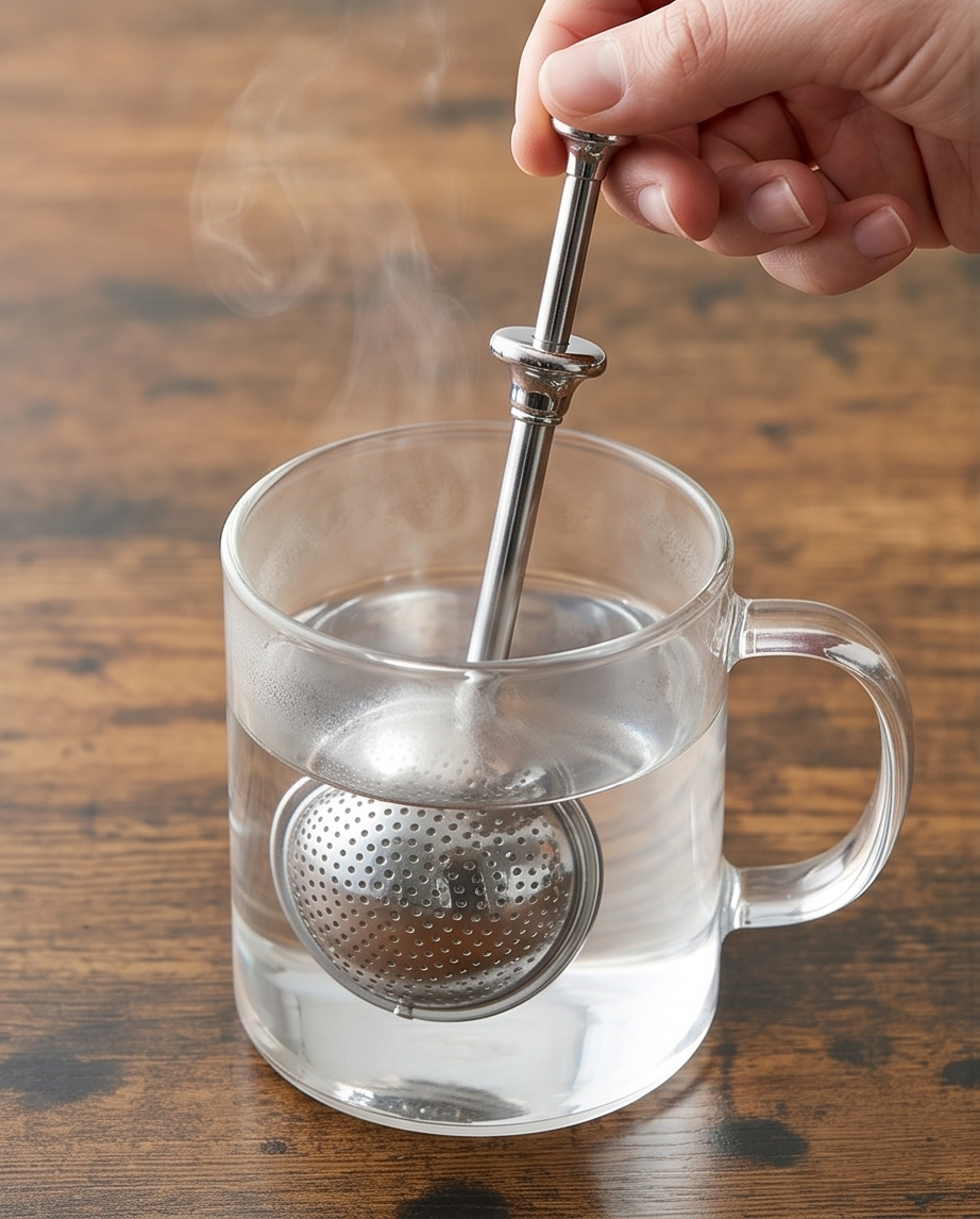 Tee- und Gewürzei Edelstahl - mit cleverem Push-Mechanismus