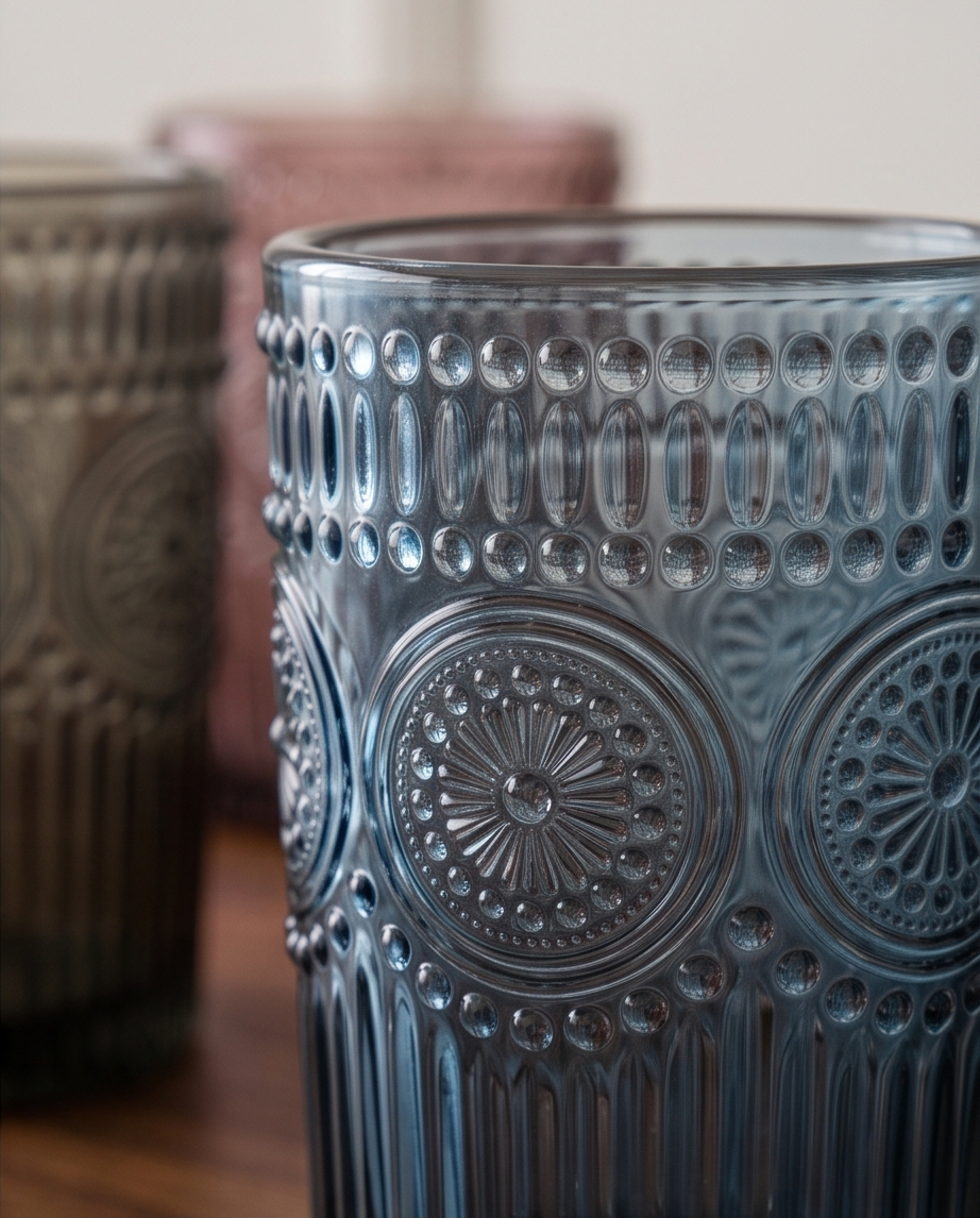 3er Set - Trinkgläser Vintage | Farbenfrohe Eleganz