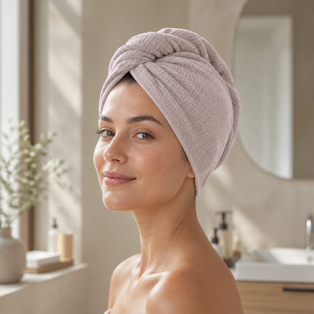 Turban-Handtuch im 2er Set zur Haartrocknung | Haarturban-Set 2-teilig