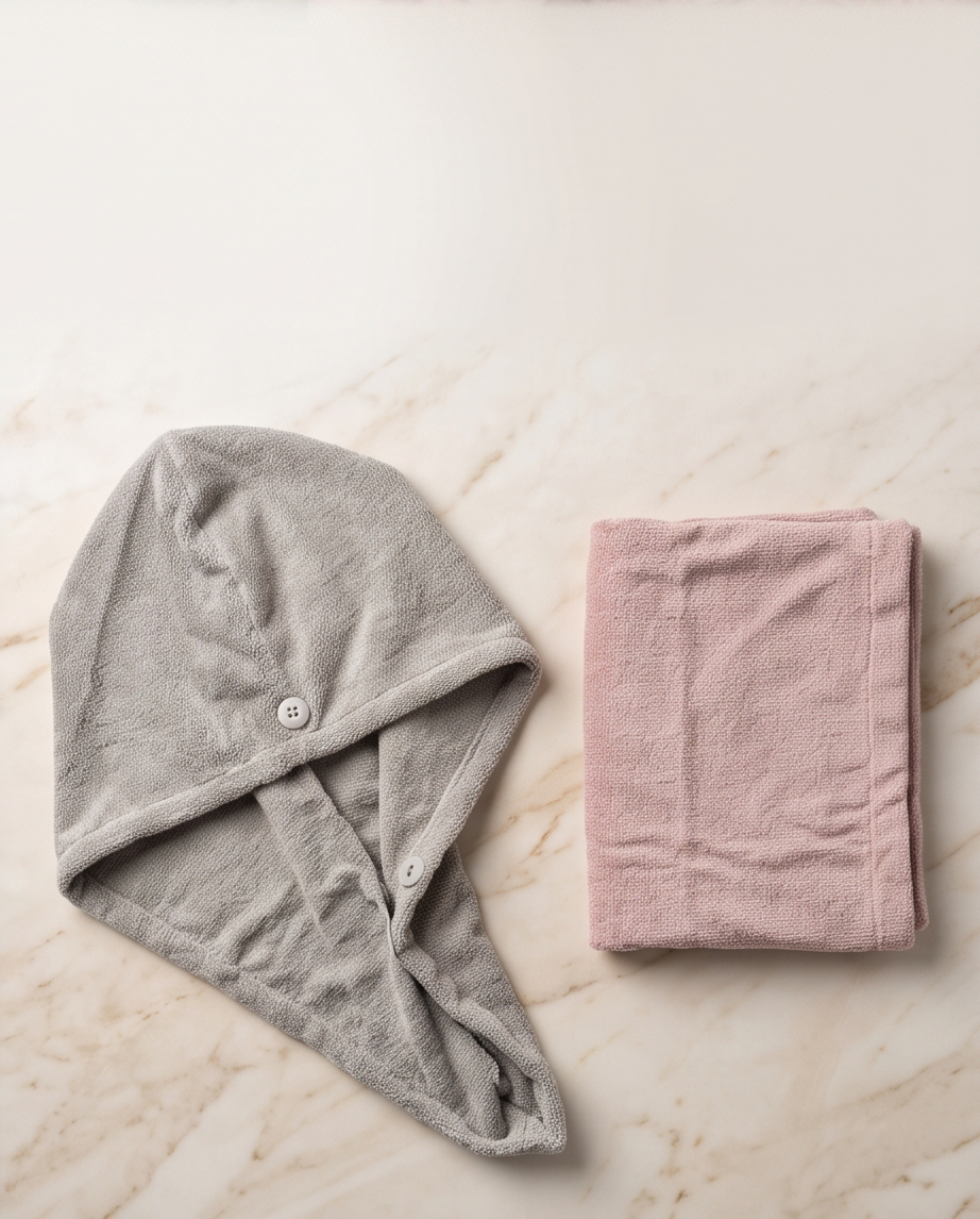Turban-Handtuch im 2er Set zur Haartrocknung | Haarturban-Set 2-teilig
