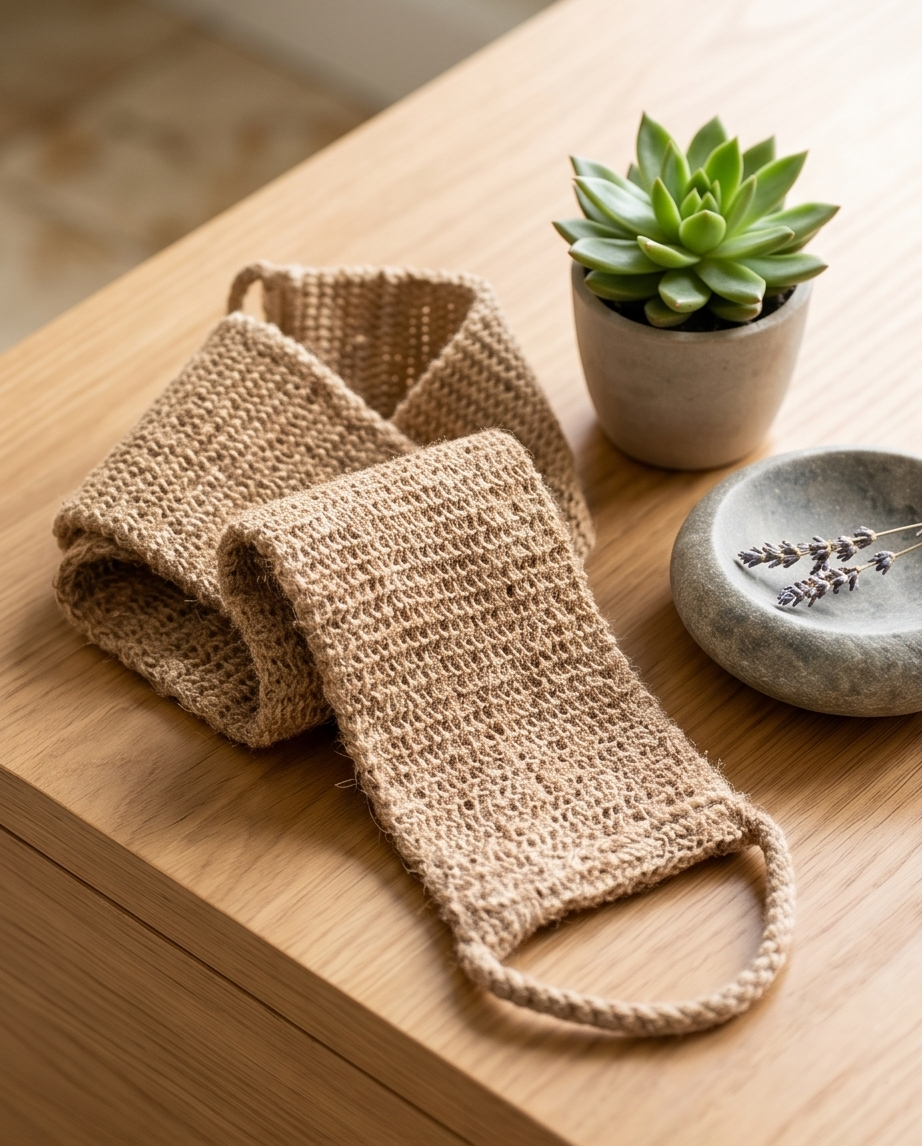 Rücken-Waschtuch aus Sisal – Peeling & Massage unter der Dusche